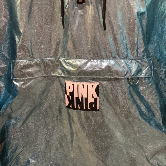 PINK Victoria’s Secret Foil Iridescent Pullover Jacket Light Blue XS/S N… - Picture 4 of 13